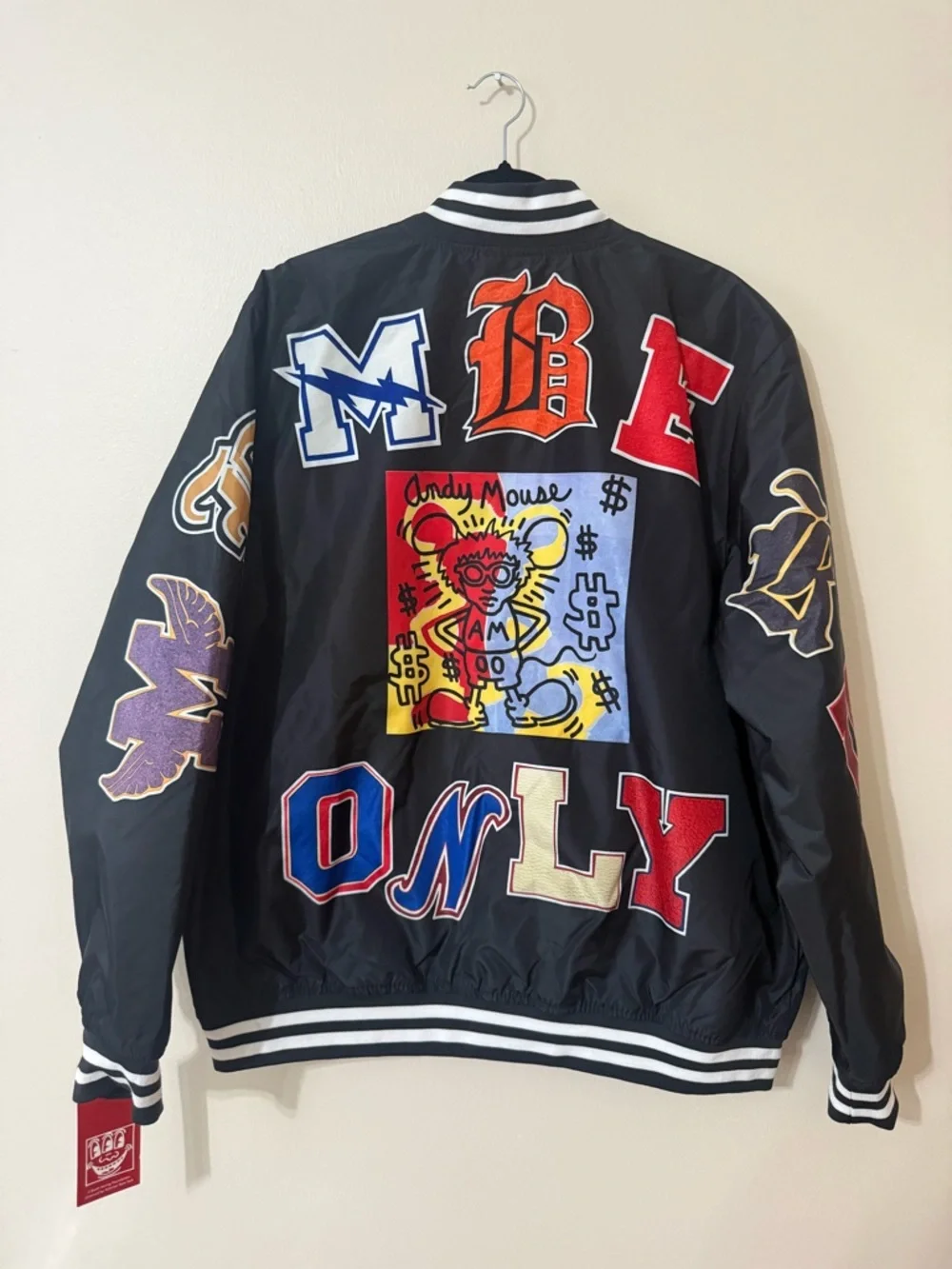 Members Only × Keith Haring size XL Andy Mouse Bomber Jacket Black, Gorgeous - Picture 7 of 9